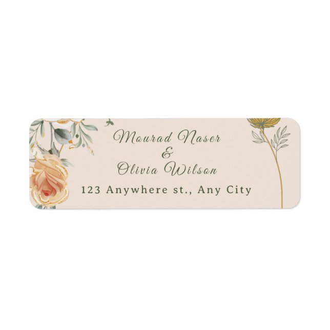 Étiquette Pastel & Gold Floral Wedding Invitation (Devant)