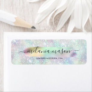 Étiquette Pastel Holographic Glam Parties scintillant Élégan