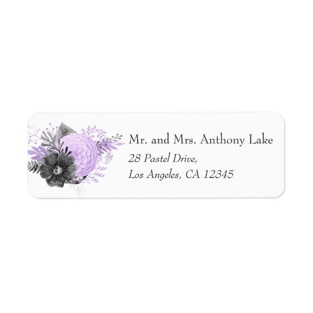 Étiquette Pastel Lilac et Mariage de charbon de bois (Devant)
