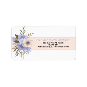 Étiquette Pastel Peach et Violet Cinq Roses sauvages pétales