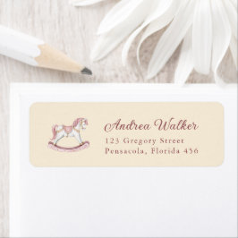 Étiquette Pastel Pink Cute Rocking Horse Girl Baby Shower