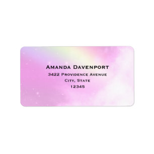 Étiquette Pastel Pink Sky avec Yellow Rainbow Adresse