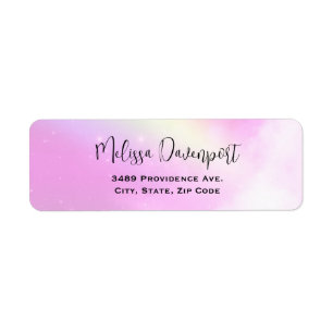Étiquette Pastel Pink Sky avec Yellow Rainbow Adresse