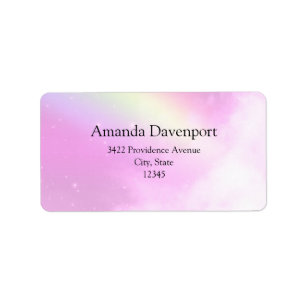 Étiquette Pastel Pink Sky avec Yellow Rainbow Adresse