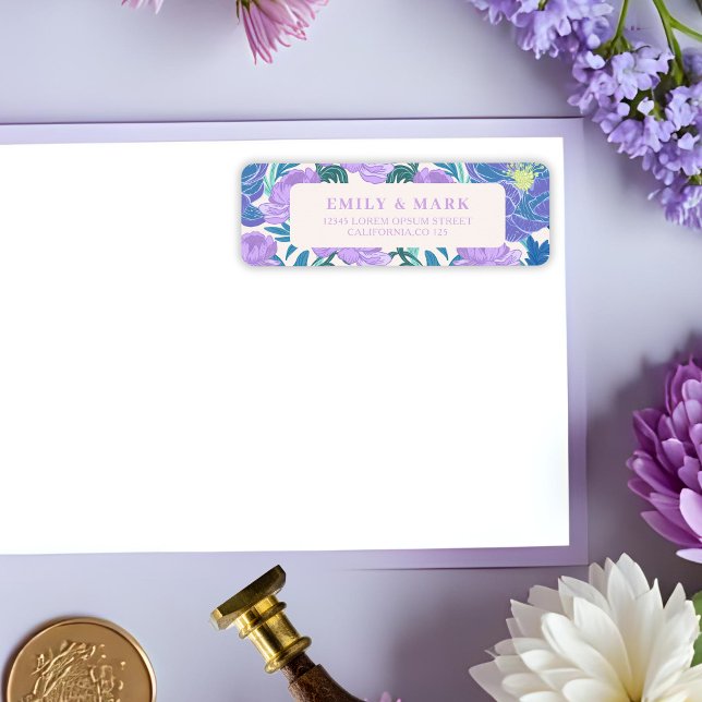 Étiquette Pastel Purple Lilac Floral Mariage Adresse de reto (Créateur téléchargé)