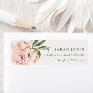 Étiquette Pastel Soft Blush Peach Peony Adresse florale