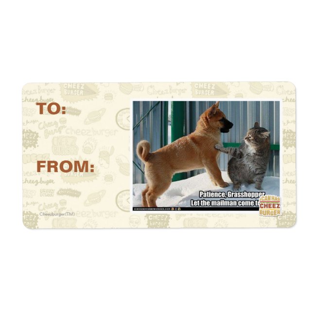 Étiquette Patience, sauterelle. (Devant)