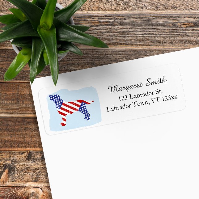 Étiquette Patriotic Labrador Outline Adresse de retour (Patriotic Labrador Outline Return Address Labels for Labrador Owners.  Stars and Stripes design.)