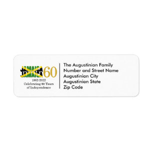 Étiquette Patriotique JAMAICA 60e année d'indépendance Adres