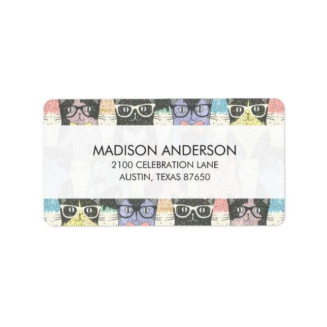 Étiquette Patters de Cute Hipster Cats (Devant)