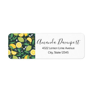 Étiquette Patters de Yellow Lemon and Green Lime Fruit Food
