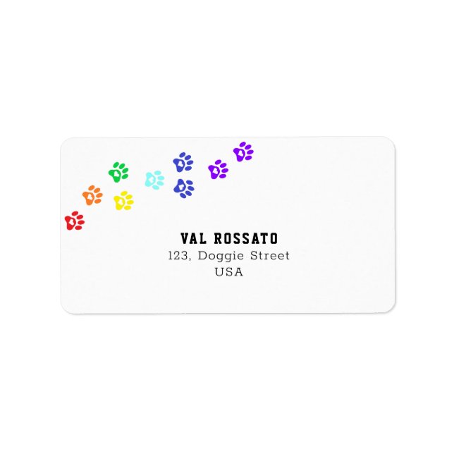 Étiquette Paw Chien Arc-en-ciel (Devant)