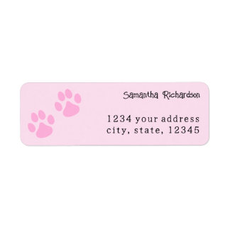 Étiquette Pawprint animal rose pâle