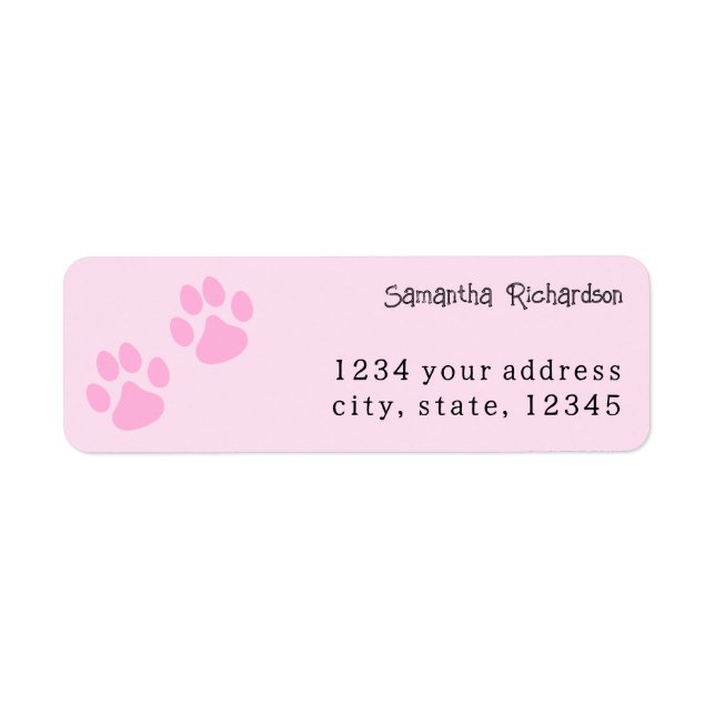 Étiquette Pawprint animal rose pâle (Devant)