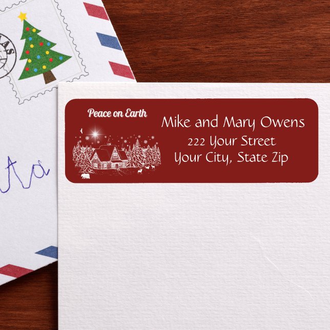 Étiquette Pays blanc Noël Paix sur Terre (Créateur téléchargé)