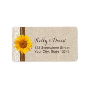 Étiquette Pays Sunflower Burlap Retourner l'adresse Étiquett