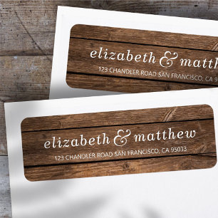 Étiquette Pays Typographie rustique Bois foncé Adresse de re
