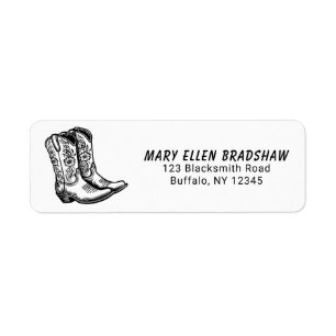 Étiquette Pays Western Cowboy Boot Adresse de retour Label