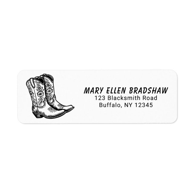 Étiquette Pays Western Cowboy Boot Adresse de retour Label (Devant)