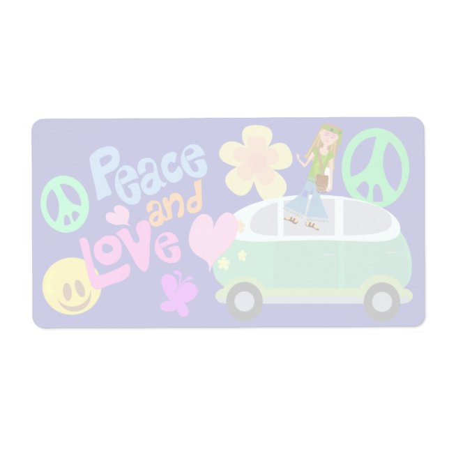 Étiquette Peace and Love fun Super Sixties Style (Devant)