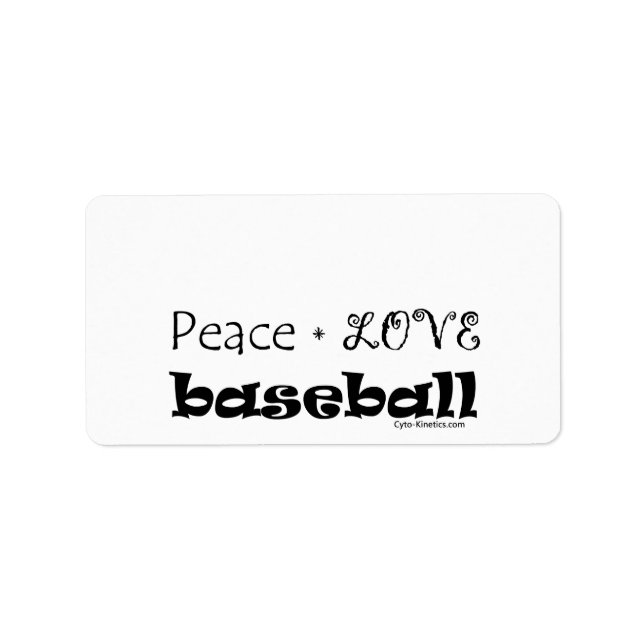 Étiquette Peace Love Baseball (Devant)