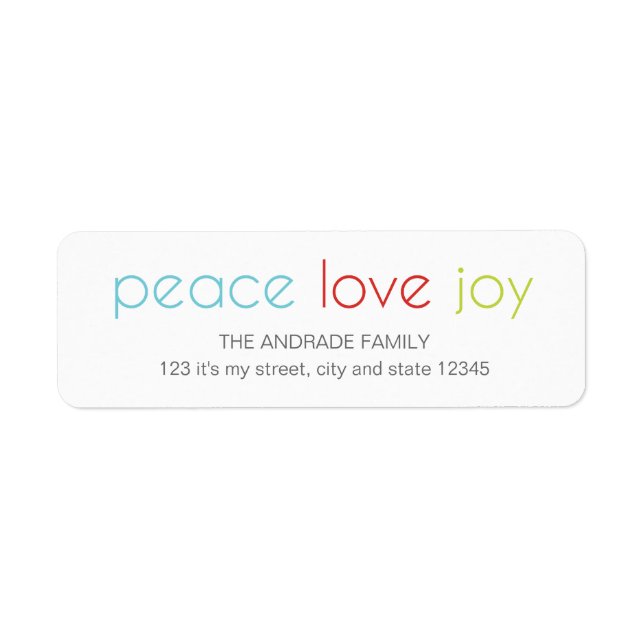 Étiquette Peace Love Joie Noël Fête Bleu Rouge Vert (Devant)
