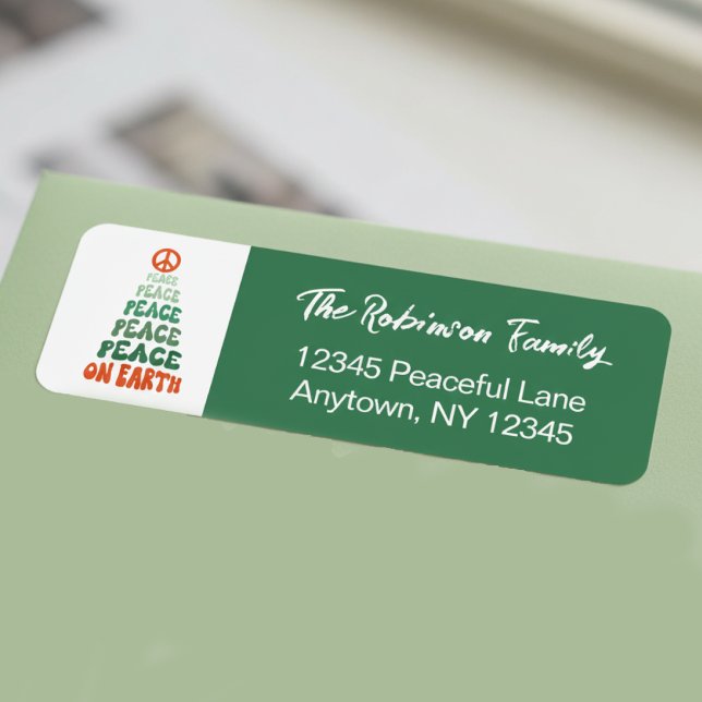 Étiquette Peace on Earth Retro Font Custom Holiday (Créateur téléchargé)