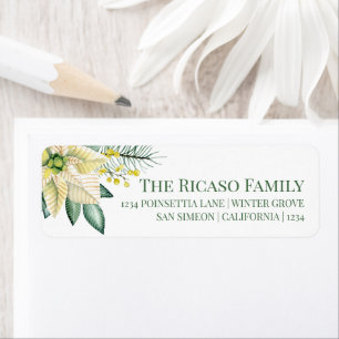 Étiquette Peace Poinsettia Fleur d'hiver de Noël