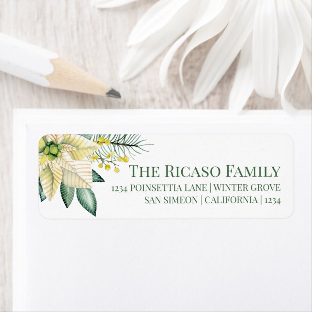 Étiquette Peace Poinsettia Fleur d'hiver de Noël (En situation)