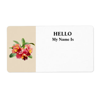 Étiquette Peach and Crimson Cattleya Orchids