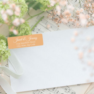 Étiquette Peach Stylisated Names Mariage Adresse de retour
