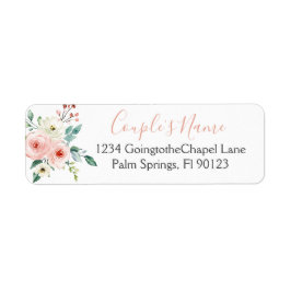 Étiquette Peach White Aquarelle Florale Mariage