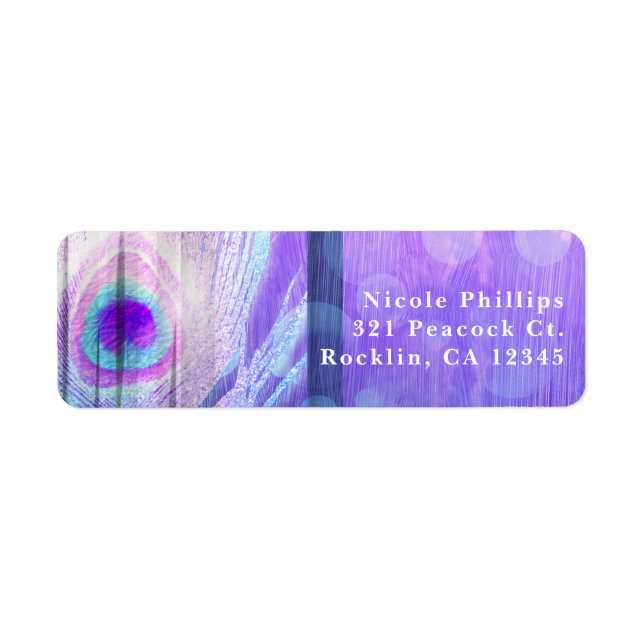 Étiquette Peacock Plumes violet Glam Boho Party Invitation (Devant)