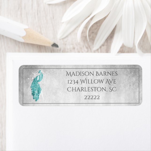 Étiquette Peacock turquoise Elegant (En situation)