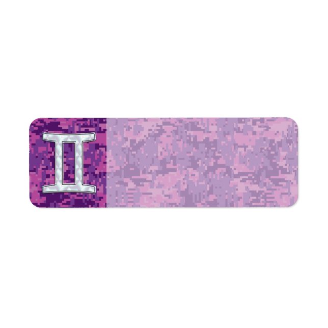 Étiquette Pearl Like Gemini Zodiac Sign on Digital Camo (Devant)
