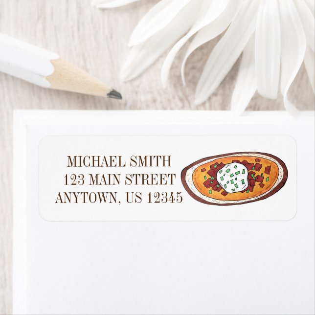 Étiquette Peau de pomme de terre chargée Snack Alimentation  (En situation)