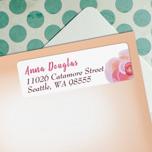 Étiquette Pêche, Jardin Botanique Rose Roses Printemps (peach coral orange pink rose flower return address labels graduation party invitations botanical)