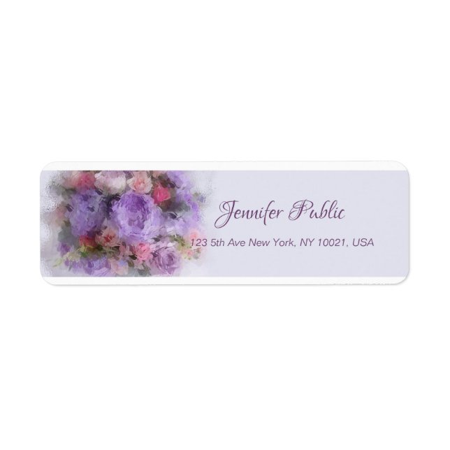 Étiquette Peinture à l'huile Fleurs Script à la main Modèle  (Devant)