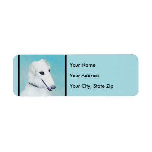 Étiquette Peinture de Borzoi (blanc) - Beau art original de