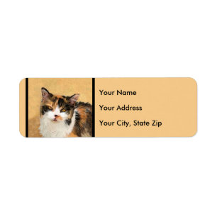 Étiquette Peinture de chat Calico - Cute Original Cat Art