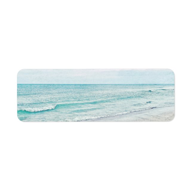 Étiquette Peinture Ocean Waves Aqua Aquarelle bleu clair (Devant)