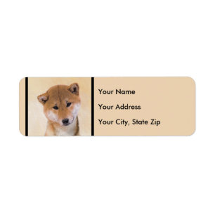 Étiquette Peinture Shiba Inu (Rouge) - Art Chien original