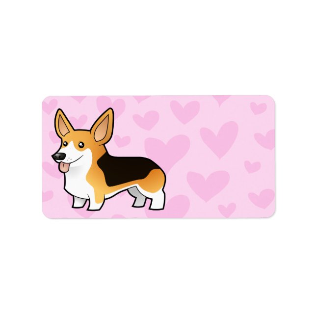Étiquette Pembroke Welsh Corgi Love (Devant)