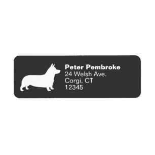 Étiquette Pembroke Welsh Corgi Silhouette Adresse de retour