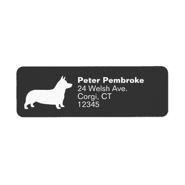 Étiquette Pembroke Welsh Corgi Silhouette Adresse de retour (Devant)