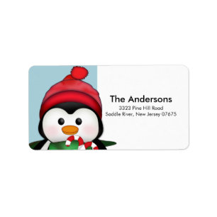 Étiquette Penguin Christmas Holiday Adresse de retour Label