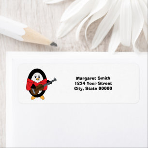 Étiquette Penguin Guitar Musician Personalize Return Address