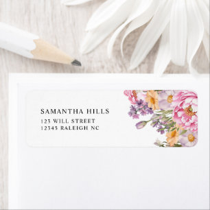 Étiquette Peonies roses Floral Bridal Douche Retourner Adres