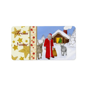 Étiquette Père Noël autocollant rectangulaire