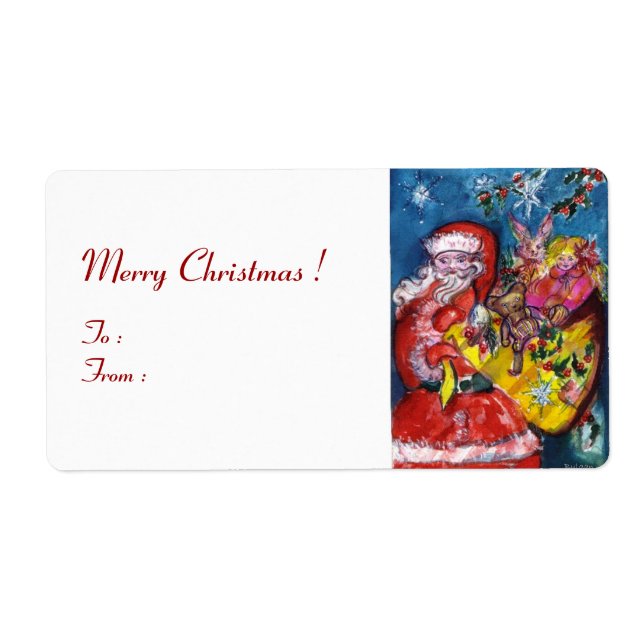 ÉTIQUETTE PÈRE NOËL AVEC CADEAUX (Devant)
